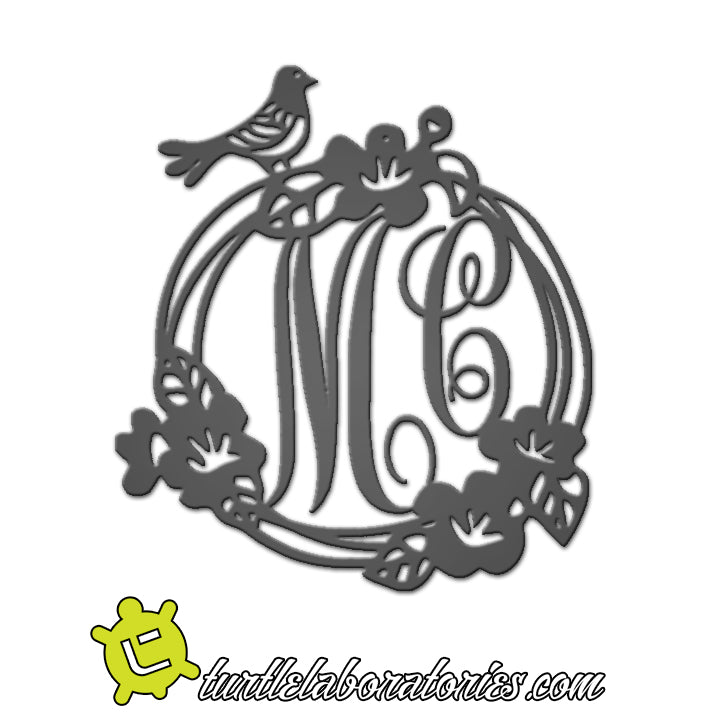 Custom Monogram Wreath with Bird Sign