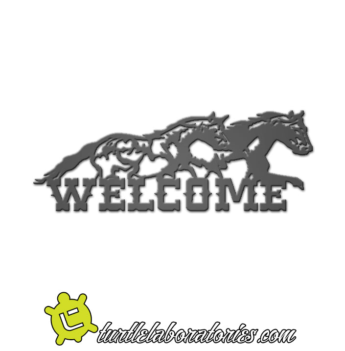 Welcome Running Horses Sign